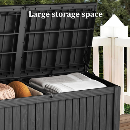 180 Gallon Lockable Resin Deck Box, Waterproof & UV-Resistant Outdoor Storage Box for Outdoor