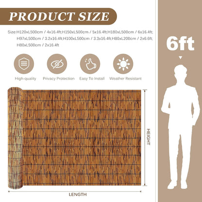 Natural Reed Fencing Rolls: Privacy Bamboo Fence 3/4/5/6ft High Roll Reed Screen, Decorative Bamboo