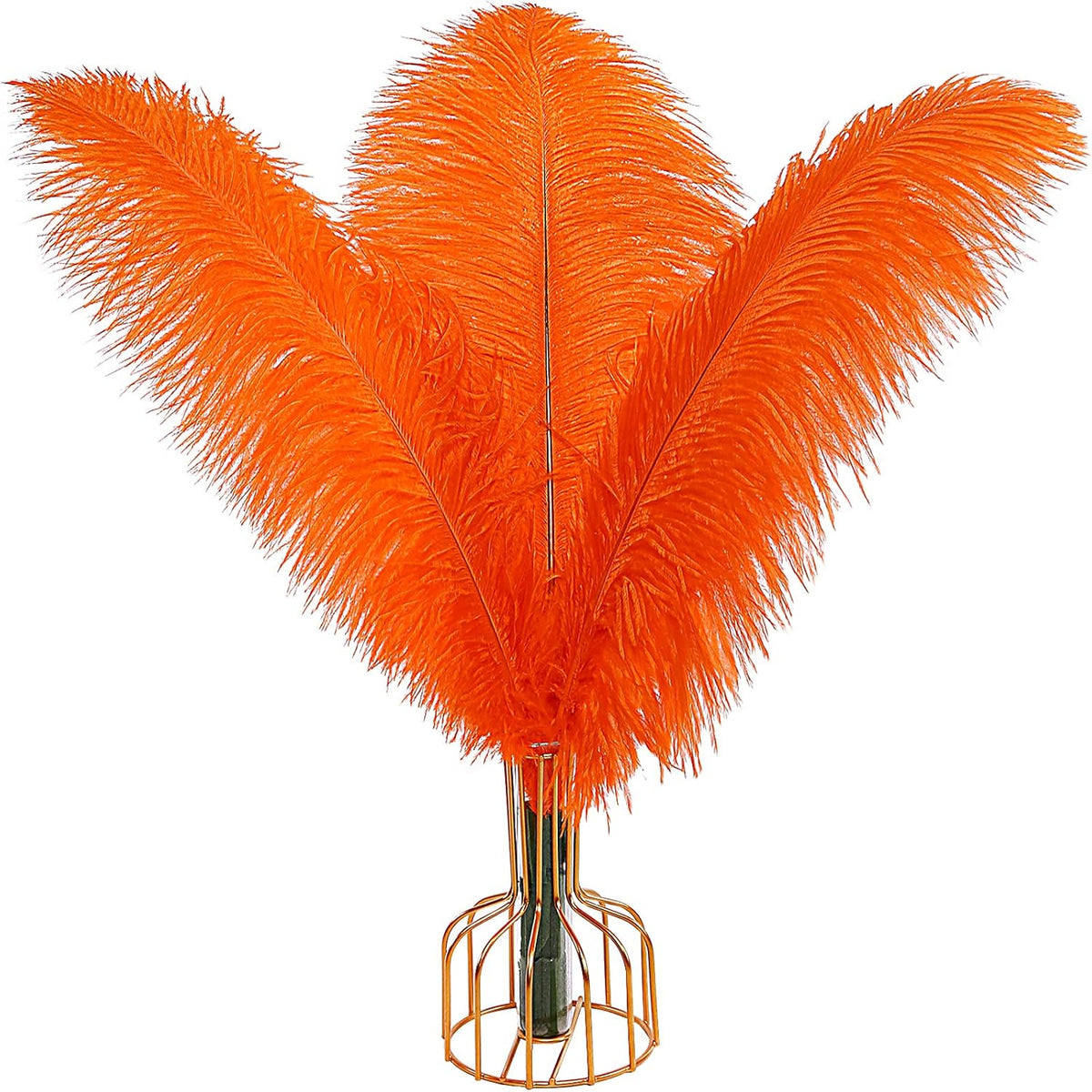 THARAHT Orange Ostrich Feathers 12pcs Large Natural Bulk 12-14Inch 30cm-35cm for Wedding Party