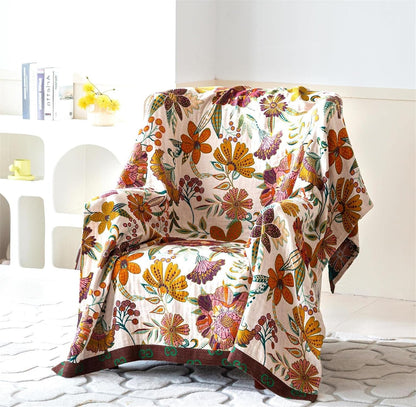 Summer Throw Blanket for Couch Bed Chair, 100% Cotton Muslin Breathable Woven Throws 60''x 80''
