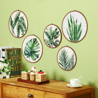 Qunclay 5 Pcs Wall Art Decor Wooden Living Room Wall Decor Bohemian Hanging Farmhouse Geometric