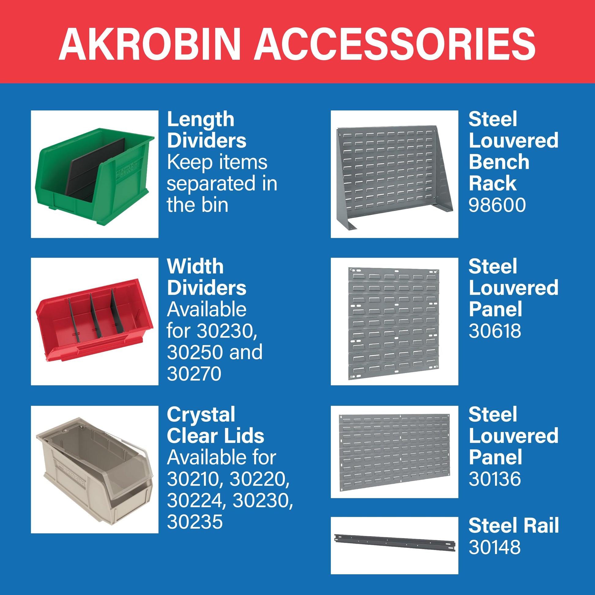 Akro-Mils 30265 AkroBins Plastic Storage Bins, 18"x8.25"x9", Yellow, 6-Pack