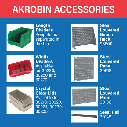 Akro-Mils 30230 AkroBins Plastic Storage Bins, 11"x5"x5", Green, 12-Pack