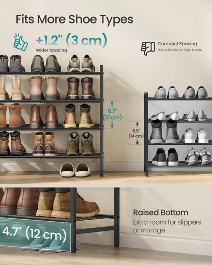 SONGMICS Metal Shoe Rack, Free Standing Shoe Organizer for Entryway Closet Garage Small Spaces