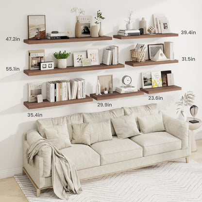 Fun Memories Floating Shelves for Wall, 30 Inch Rustic Wood Wall Mounted Shelves for Bathroom