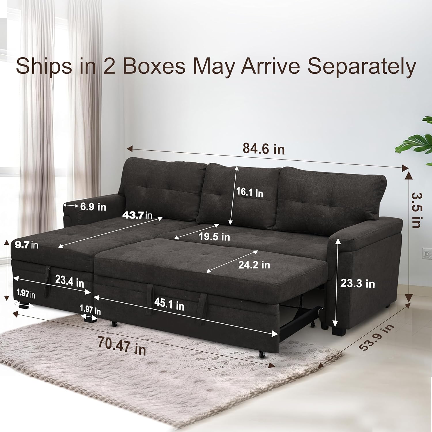 Naomi Home Transform Any Space: Sleeper Sectional Sofa with Convertible Sofa Bed & Inviting Chaise.
