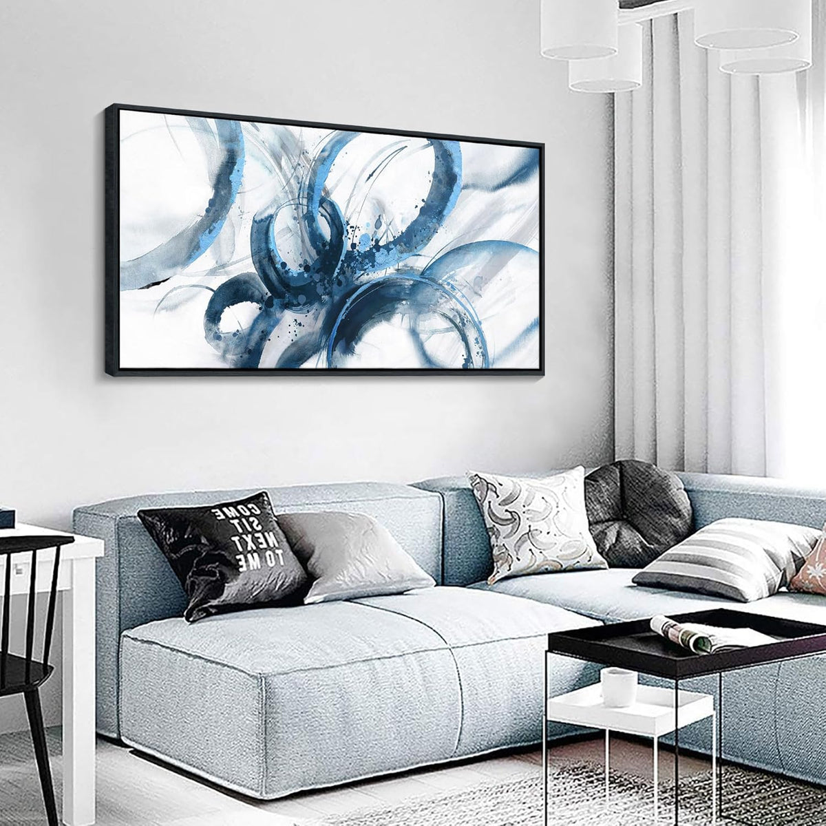 AJAZIKO Blue Wall Art Large Pictures for Living Room Abstract Wall Decor Wall Decoration Print