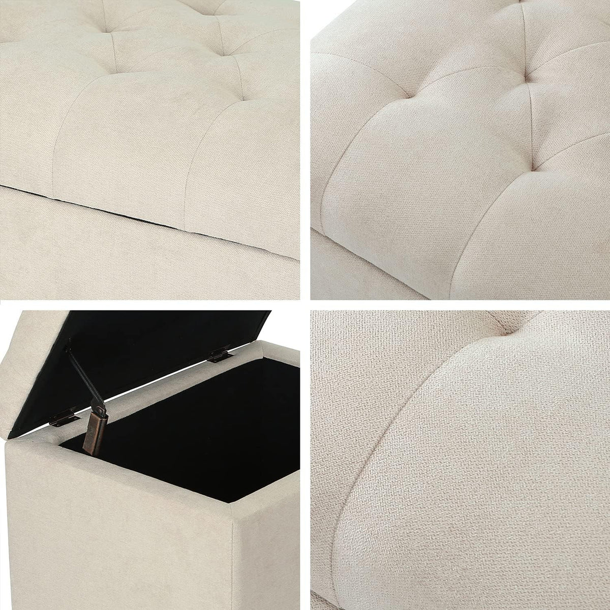 Joveco Storage Ottoman, 24" Fabric Rectangle Tufted Bench Foot Rest Stool for Living Room Bedroom