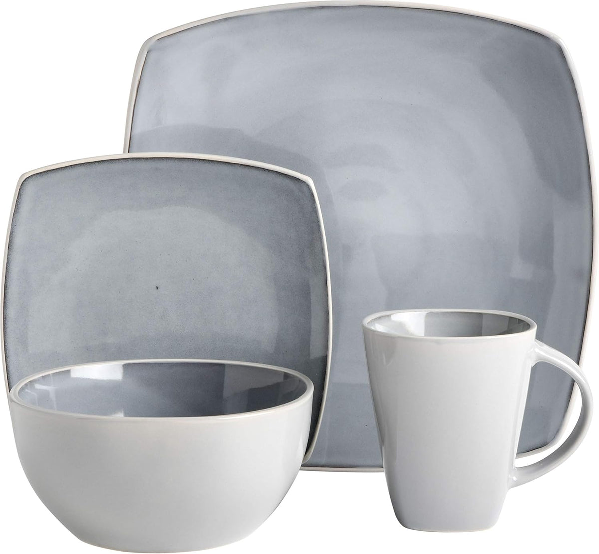Gibson Elite Soho Lounge Square Reactive Glaze Stoneware Dinnerware Set, Service for 4 (16pc)