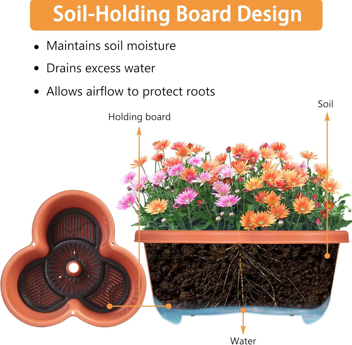 VECELO 5 Tier Vertical Garden Planter, Self Watering Stackable Planters with Wheels for