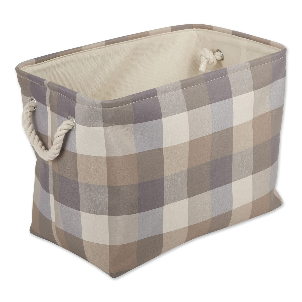 DII Buffalo Check Storage Bin, Medium Rectangle, 16x10x12, Tri Color Stone