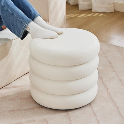 ONEVOG Round Storage Ottoman, 20" Small Ottomans Table with Removable Lid, Velvet Fabric Soft