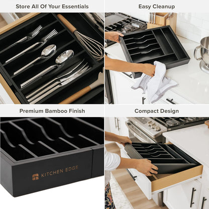 Premium Silverware, Flatware and Utensil Organizer for Kitchen Drawers, Food-Safe Contract Grade