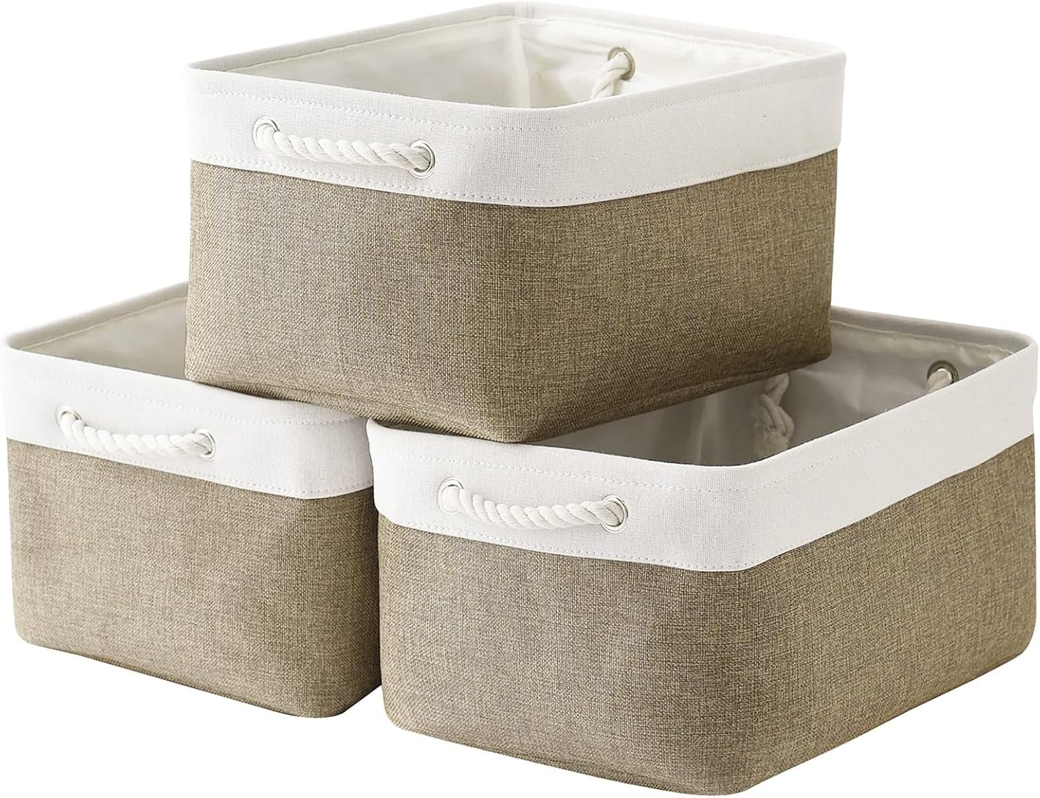 TheWarmHome Storage Basket for Organizing - 16x12x8 inch Large 3 Pack Collapsible Storage Bin for