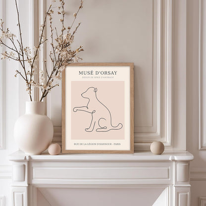 Poster Master Vintage Poster - Retro One Line Dog Drawing Print - Dog Art - Minimal Gift for Men