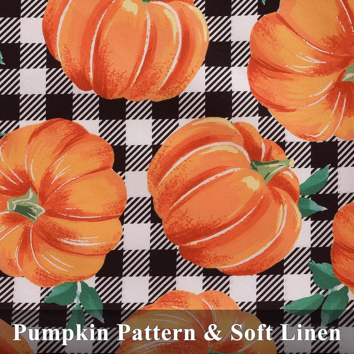 decorUhome Fall Orange Pumpkin Decorative Throw Pillow Covers 16x16 Set of 2, Buffalo Plaid Check