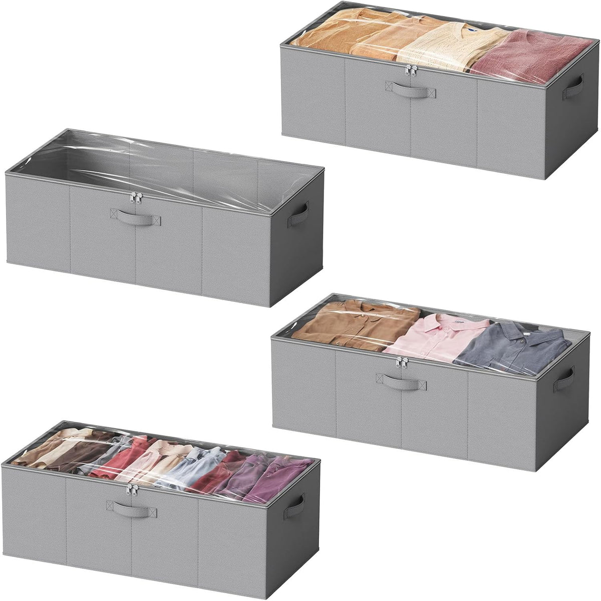 SpaceAid 4 Pack 10" High Under Bed Storage Containers, Large Underbed Storage Organizer Bins with