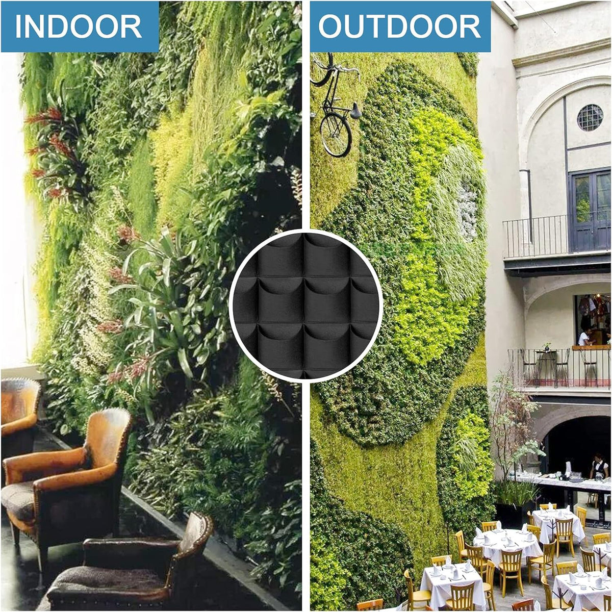 64 Pockets Hanging Planter Bags, Hanging Vertical Wall Mounted Plant Planting Grow Bags, Herb