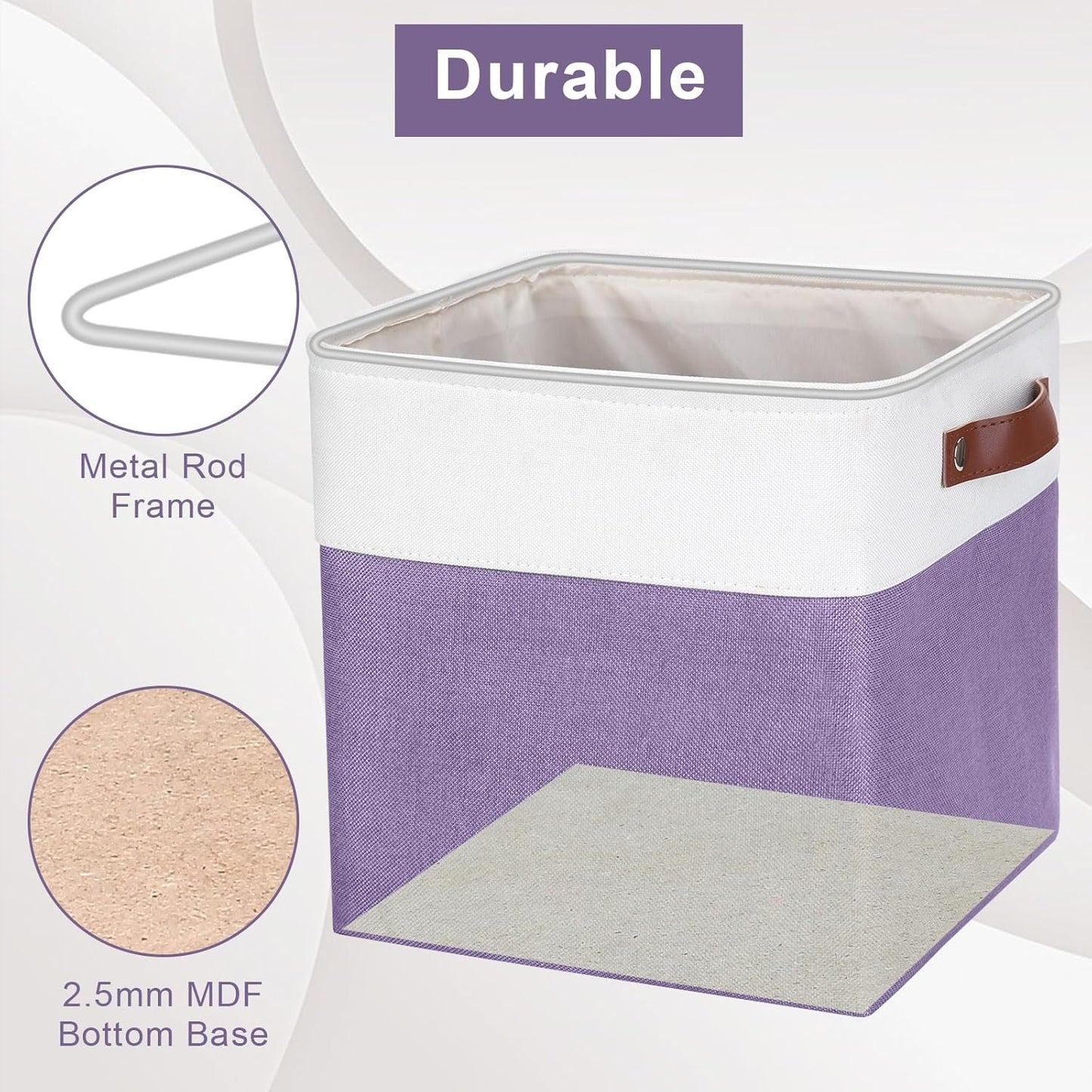 Collapsible Fabric Storage Cubes 11x11 Cube Storage Bins, 4 Pack Closet Baskets Box with Handles
