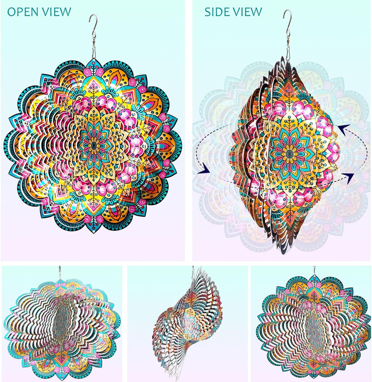 Wind Spinners Outdoor Mandala Lucky Star,Laser Cut Metal Kinetic Art Wind Spinner Gift for