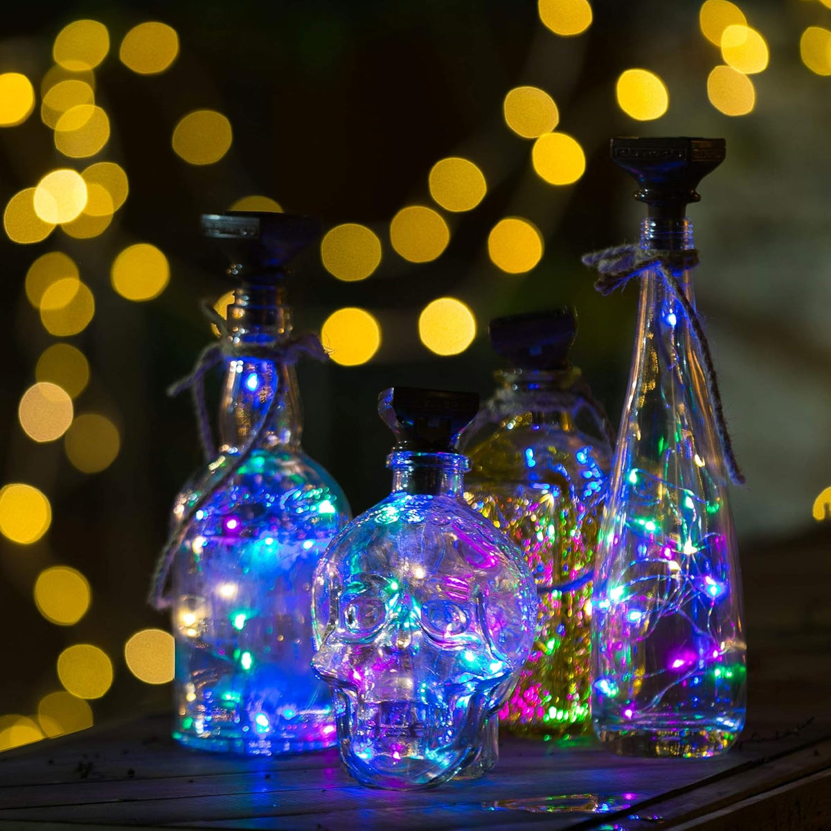 YJFWAL Upgraded 12 Pack Solar Wine Bottle Lights, 20 LEDs Waterproof Copper Light, Bottle Light