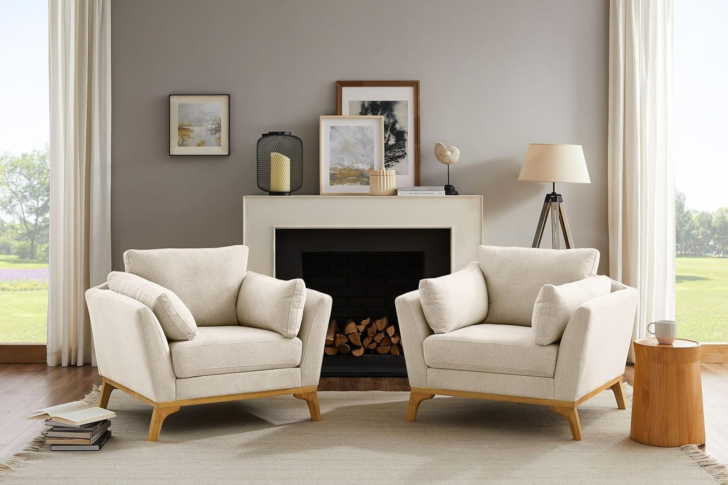 Large-Sized Accent Chair, Thick Cushion Bedroom Reading Chair, Comfortable Living Room Single Sofa，