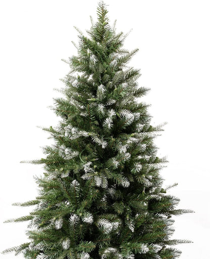 Naomi Home 6.5ft White Tip Christmas Tree with Lights, Realistic Light Snow Flocked Fir Prelit with