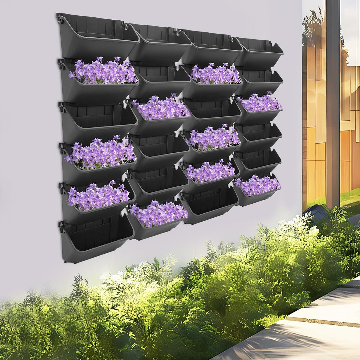 24PCS Vertical Wall Planter, 13 inch Wall Mounted Garden Planters, Plastic Wall Hanging Planter