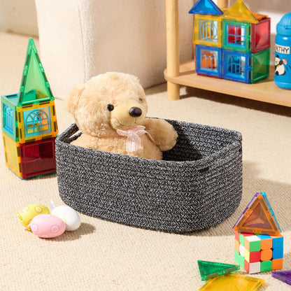 Small Storage Baskets for Organizing | Closet Organizer Bins | Shelf Toy Basket | Woven Rope