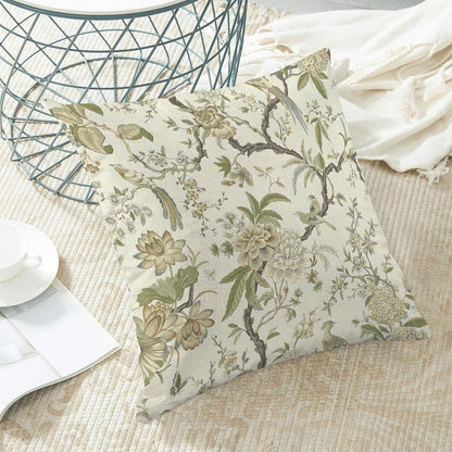 CXMEIFLY Spring Floral Birds Pillow Covers 18 x 18 Inch Set of 2 for Chinoiserie Flowers Decor