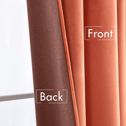 MIULEE Terracotta Velvet Curtains 96 Inches Long 2 Panels- Pinch Pleated Luxury Rust Fall Burnt
