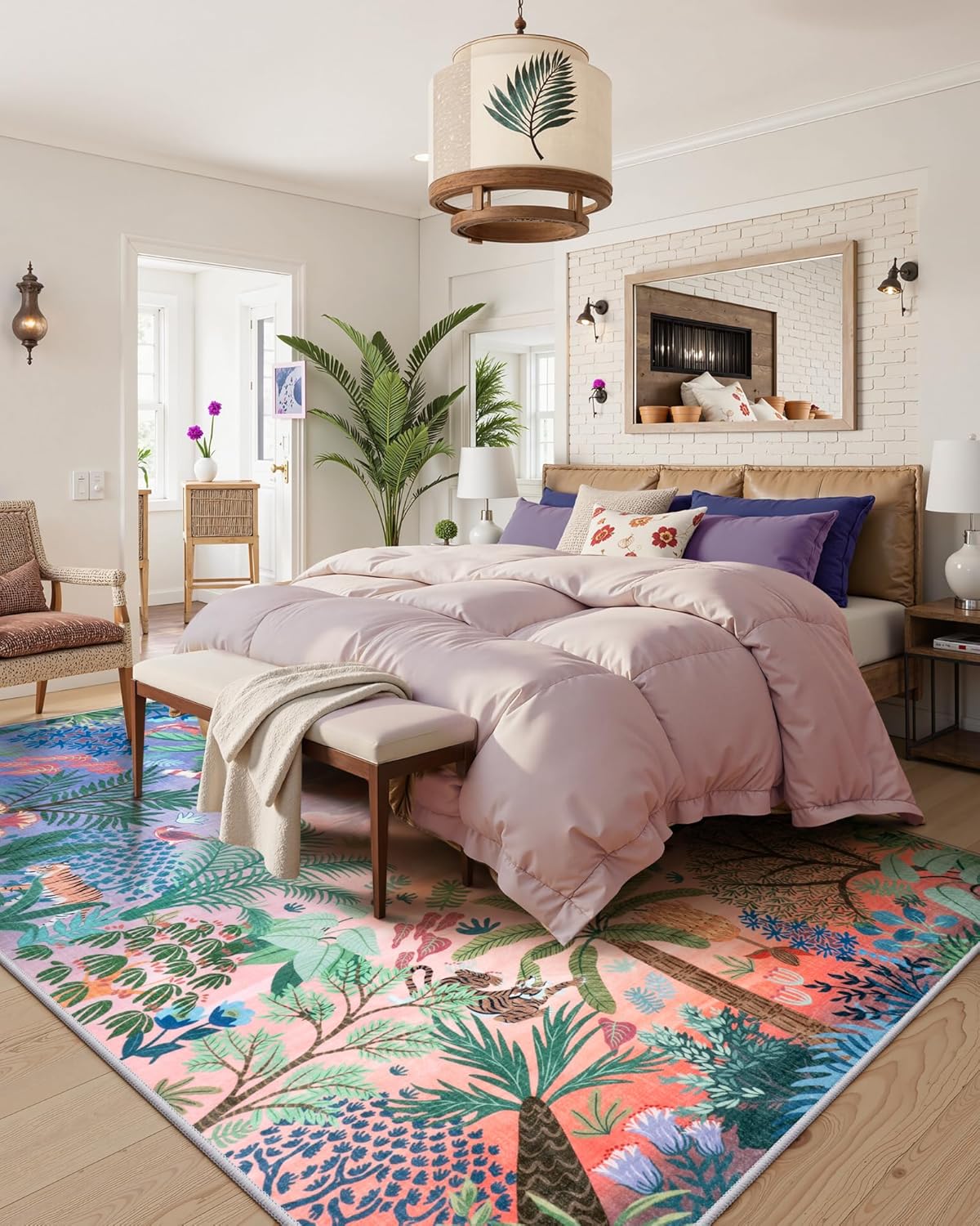 LIVEBOX Washable 6x9 Rug for Living Room, Soft Jungle Animal Print Rugs for Bedroom Aesthetic, Non