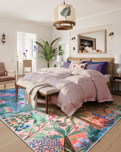 LIVEBOX Washable 6x9 Rug for Living Room, Soft Jungle Animal Print Rugs for Bedroom Aesthetic, Non