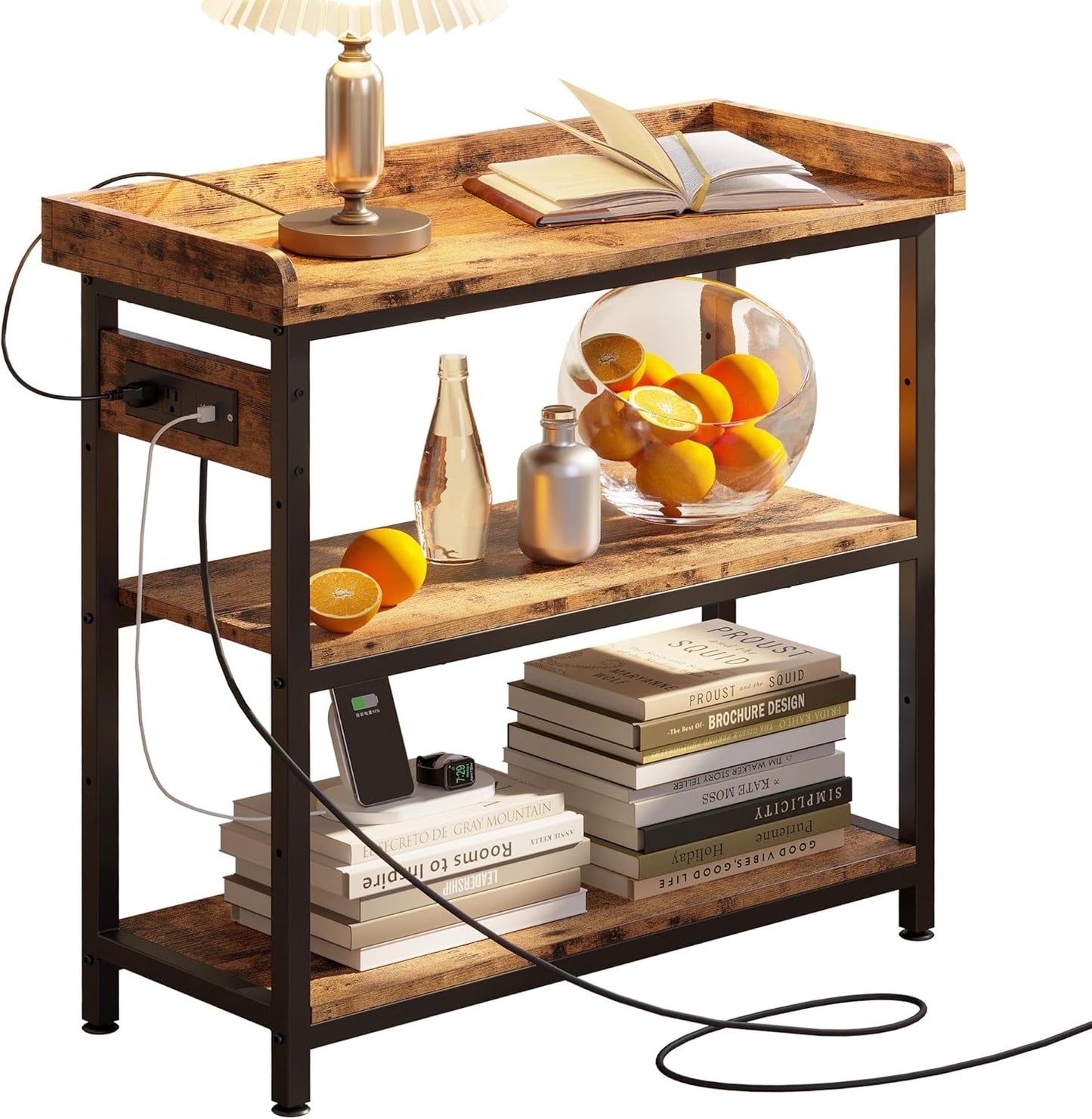 IRONCK Console Table, Sofa Table with Power Outlet, Farmhouse Hallway Table for Entryway, Living