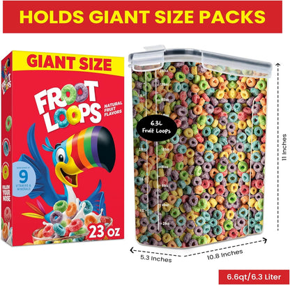 DWËLLZA KITCHEN Extra Large Cereal Containers Storage 6.3L - 213 fl. oz - 2 Pc Family Size Cereal
