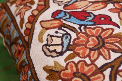 Tree of Life Pillow Cover - Gold Birds & Floral Suzani Cushions - Designer Flower Pillows - Modern