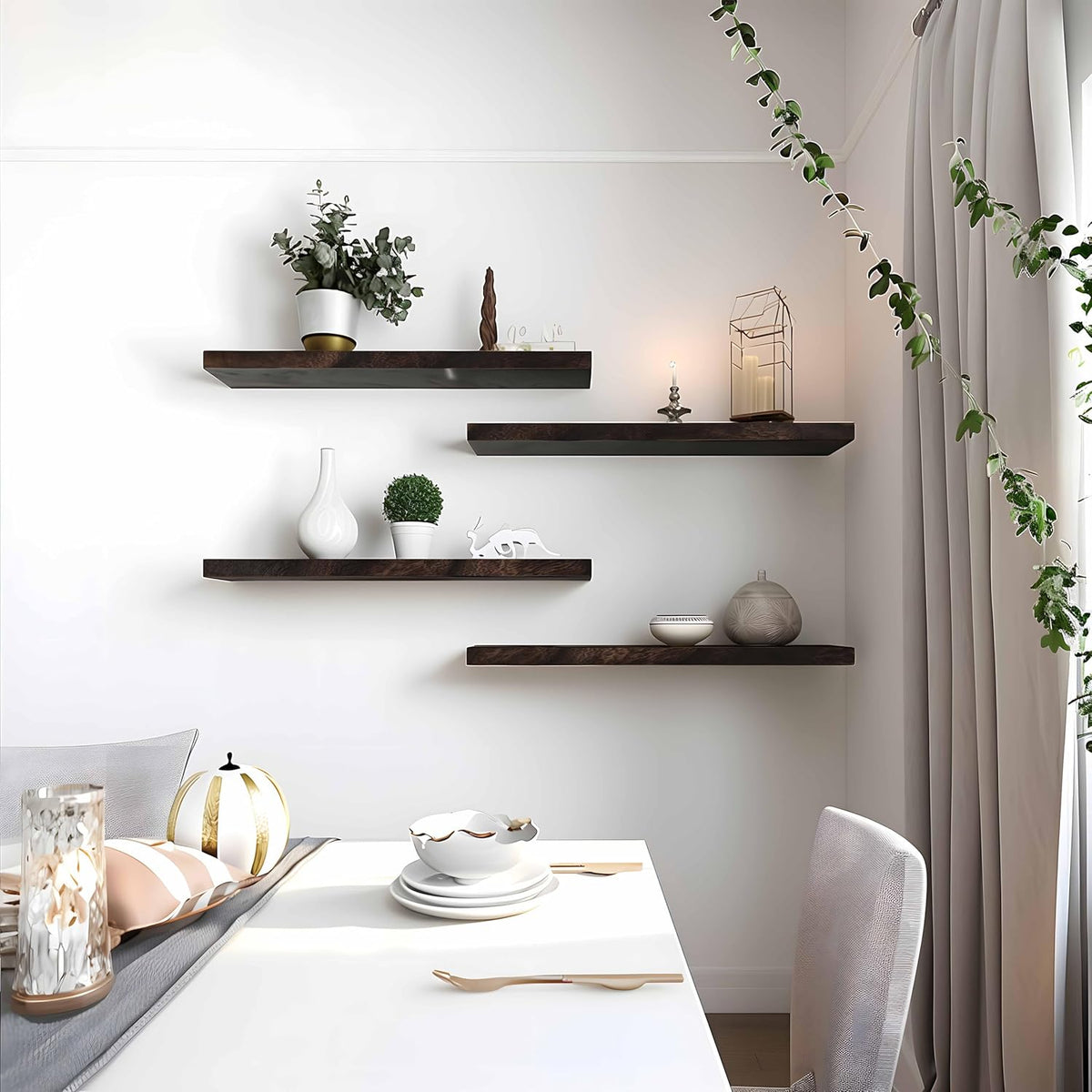 Wood Floating Shelves for Wall Decor, Rustic Wall Shelves for Bedroom Bathroom Kitchen Living Room