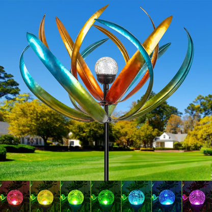 Large Solar Wind Spinners for Yard and Garden-82.6 Inch 360° Metal Wind Sculptures Outdoor