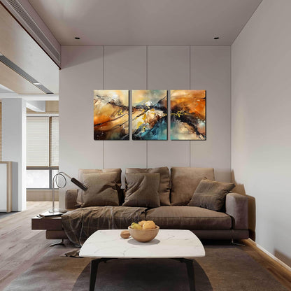 Abstract Wall Canvas Art for Living Room - Modern Art Work for Office Walls - 3 Piece Pictures Wall
