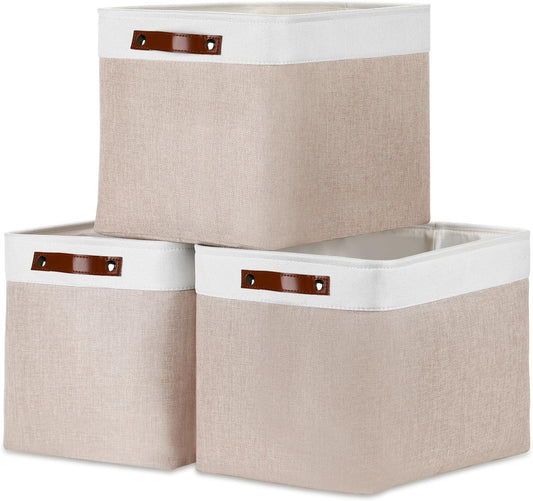 DULLEMELO Fabric Storage Bins, Lining Fabric Baskets For Gifts, Large Storage Baskets for Toys