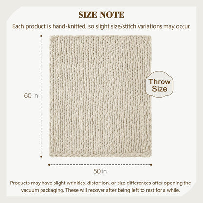 Carriediosa Chunky Knit Throw Blanket 50" X 60", 100% Hand Made Large Chenille Loop Yarn Soft