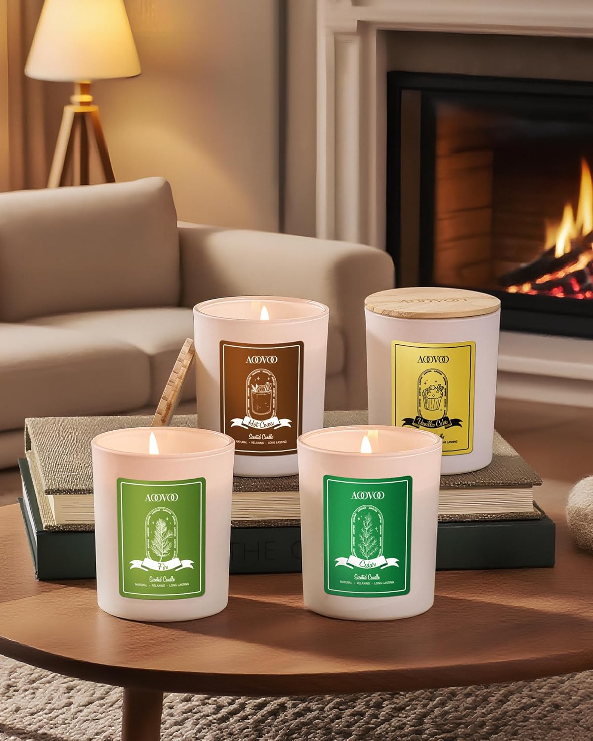 AOOVOO Winter Candles Set for Women - 4 Pack Candles for Home Scented, Aromatherapy Candle with