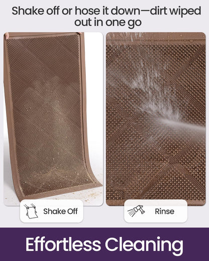 DEXI Front Door Mats Outside Entrance, 17x36 Rubber Waterproof Dirt Trapping Entry Mat for