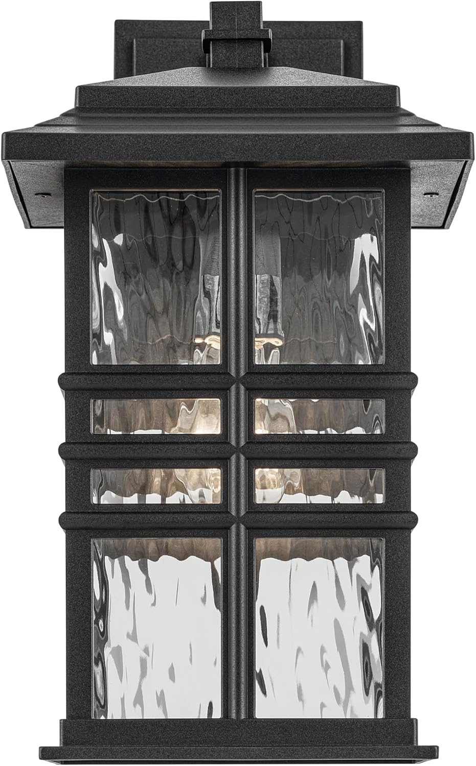 KICHLER Beacon Square 14.25" 1-Light Outdoor Wall Light with Clear Hammered Glass in Textured