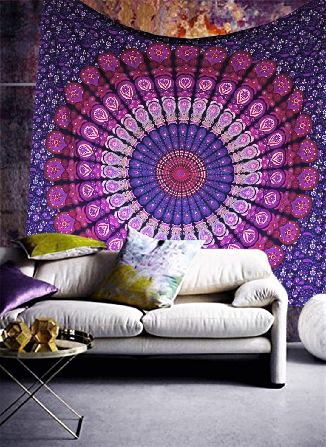 raajsee Indian Cotton Purple Tapestry Mandala Wall Hangings, Hippie Tapestries,Boho Throw Bohemian