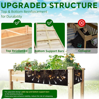 BSP Raised Garden Bed with Legs Outdoor Elevated Planter Box Flower Bed Wood Planter for Vegetable