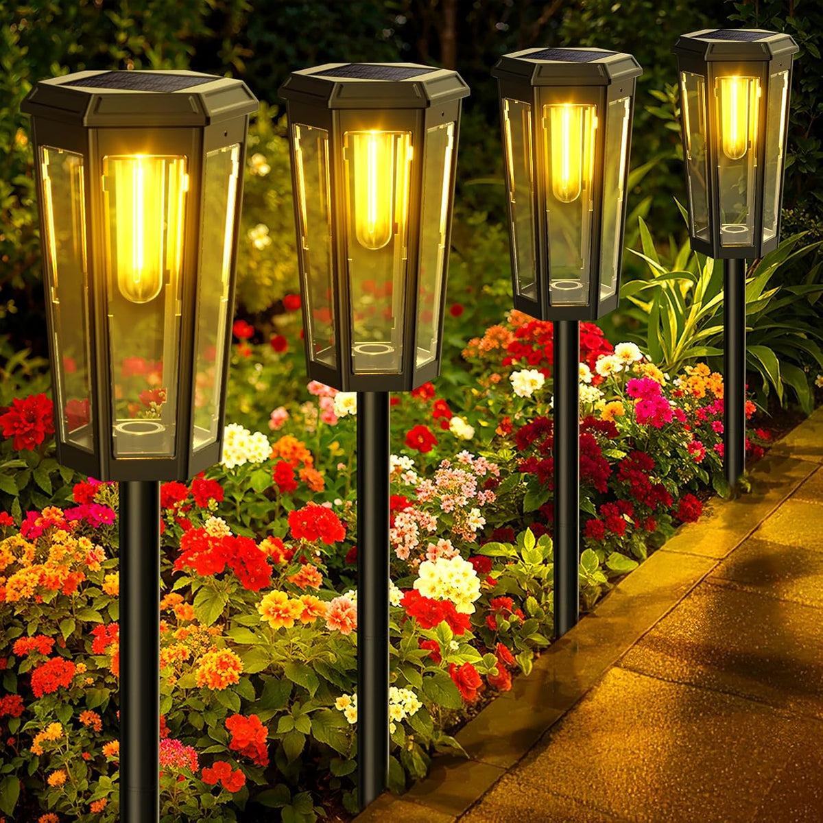 KINKAI Solar Pathway Lights Outdoor - 6 Pack Solar Garden Lights Driveway Light Landscape Lighting