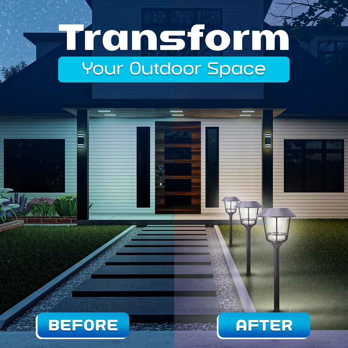 Solar LED Path Lights 4 Pack – 12 Lumens, Warm White, Weathered Zinc, Stainless Steel, Solar