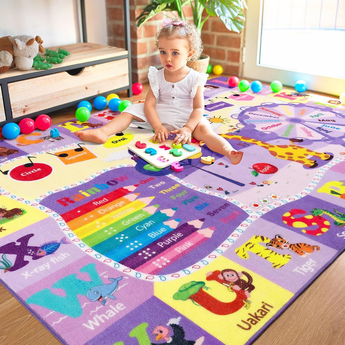 Kids Rugs for Playroom Bedroom Classroom Nursery, Non-Slip and Washable Rugs for Children Toddlers
