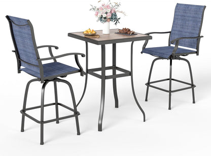 Sophia & William Outdoor Bar Set, Patio Bar Table and Chairs Set, Bar Height Patio Set - 2 x Swivel